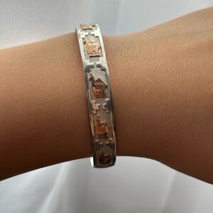 950 Silver and 18k Gold llama bangle bracelet